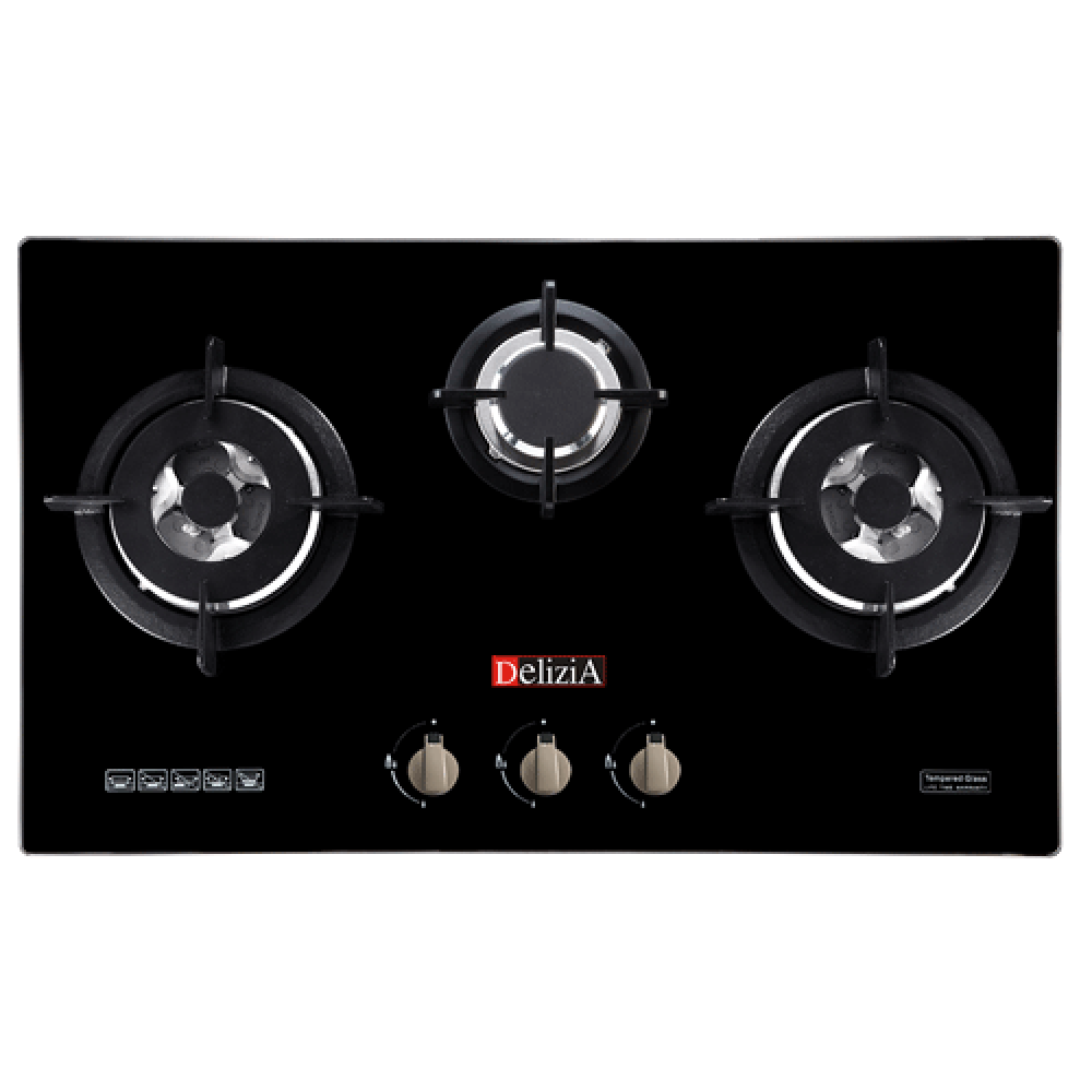 Delizia DHH93AS11GHBK Built In Gas Hob 90CM Kompor Gas Tanam 3 Tungku Garansi Resmi