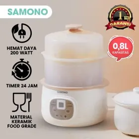 Ufoelektronika Samono 0,8L Baby Safe Slow Cooker MPASI Ceramic Food Grade  SW-SC08