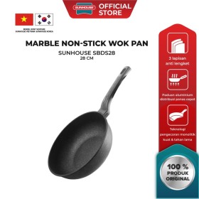 Ufoelektronika Sunhouse SBDS28 Die-Casting Marble Wok Anti Lengket Hitam 28 cm CLEARANCE SALE