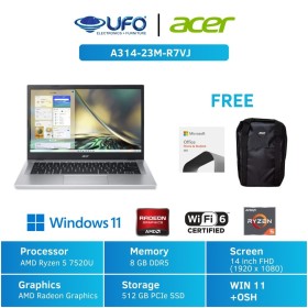 Ufoelektronika ACER LAPTOP A314-23M-R7VJ SILVER