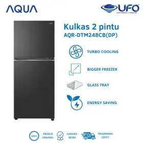 AQUA AQR-DTM248CB(DP) Kulkas 2 Pintu 240 L Turbo Cooling