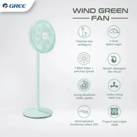 Ufoelektronika Gree Stand Fan Kipas Angin Berdiri dan Duduk 14 Inch Wind Green Fan GCF-14iGN