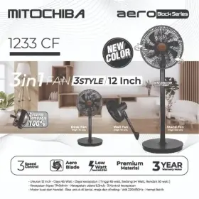 Ufoelektronika Mitochiba Kipas Angin 3 in 1 Aero Blade 12 Inch 1233CF Hitam