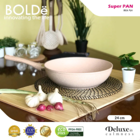 Ufoelektronika BOLDE SUPER PAN WOK 26CM BEIGE WAJAN COATING GRANITE ANTI LENGKET 26CMWOKBEIGE