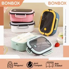 BONBOX BTW21203 Kotak Makan 2 Layer 6 Grid Lunch Box Ganggang Tenteng