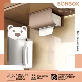 Bonbox BSB3201WHITE Kotak Tisu Serbaguna Tempel Dinding Kotak Tissue Kamar Mandi Dapur Tempat Tisue