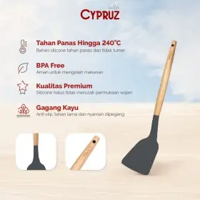 Cypruz AM-0930-AU Spatula Silikon Tahan Panas Anti Lumer Utensil Silicone Solid Turner Abu-abu