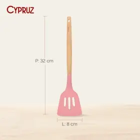 CYPRUZ UTENSIL GG KAYU KEPALA SILICONE TURNER FULL