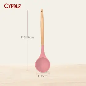 Ufoelektronika Cypruz AM-0932-PK Utensil GG Kayu Kepala Silicone Ladle ( Pink ) 12/96X1