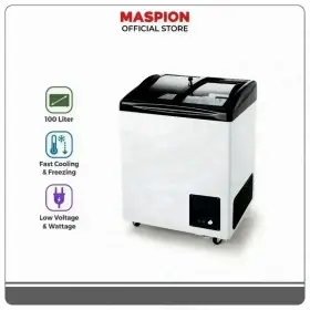 Maspion Chest Freezer Box 100 Liter Sliding Glass UFH100C-GY