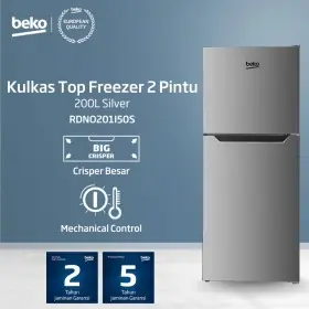 Beko Kulkas 2 Pintu Non Inverter Prosmart Kompressor 200 L / 181 L RDNO201I50S