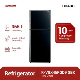 Hitachi Kulkas 2 Pintu 407 Liter RVGX45PGD9-GBK