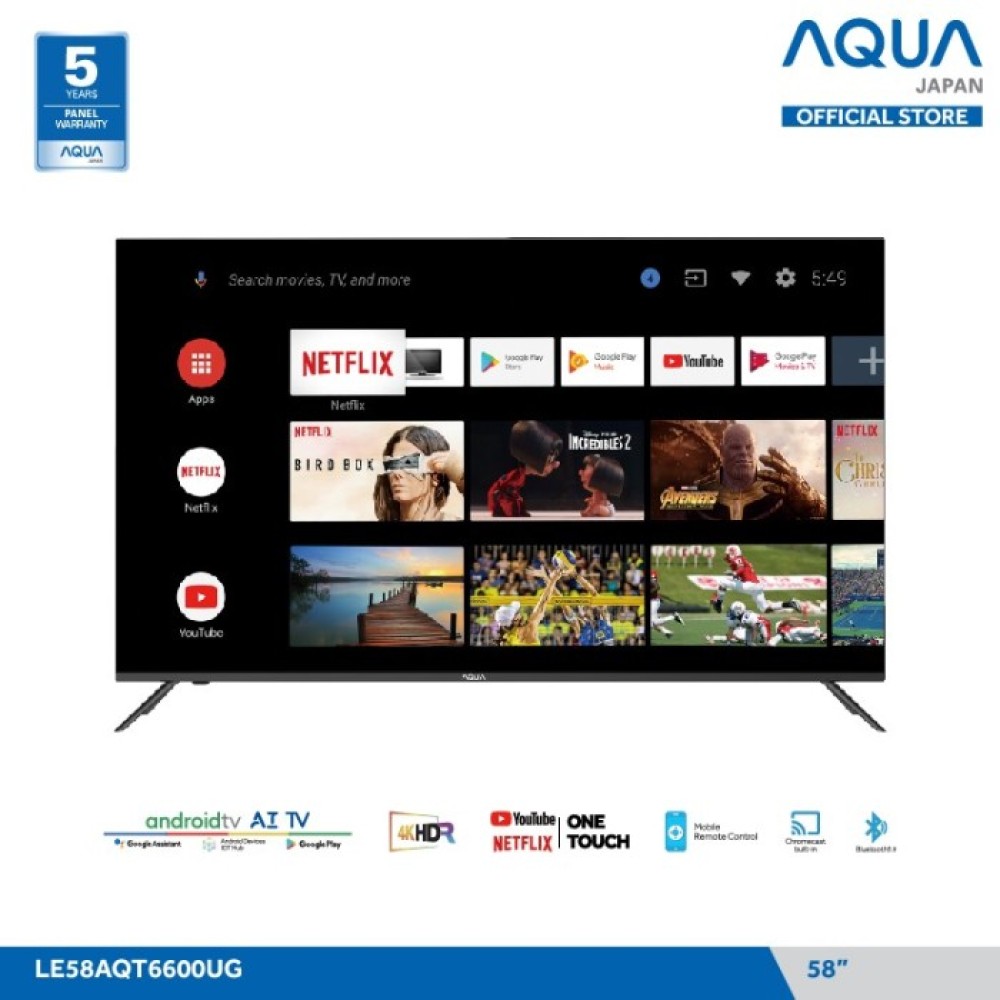 AQUA LE55AQT6600UG LED 4K HDR SMART ANDROID TV 55 INCH