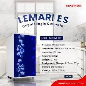 Ufoelektronika Maspion Kulkas 1 Pintu 168 Liter URG168FM-BP