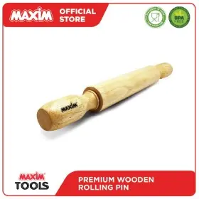  Maxim Tools Wooden Rolling Pin With Bearing - Penggilas Adonan Kayu  MAXIM ROLLING PIN W/BEARING 42CM MTWDROLP42(B)