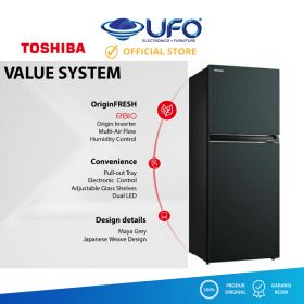 Toshiba Kulkas 2 Pintu Origin Inverter Japan Quality 337 Liter GRRT466WE-PMF(58)