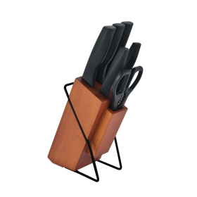 Oxone Pisau Set Tajam Wooden Block 5 Pisau 1 Gunting OX983