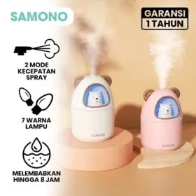 Ufoelektronika Samono 350ML Putih Pink  Mini Air Humidifier Teddy Bear  SW-HU40