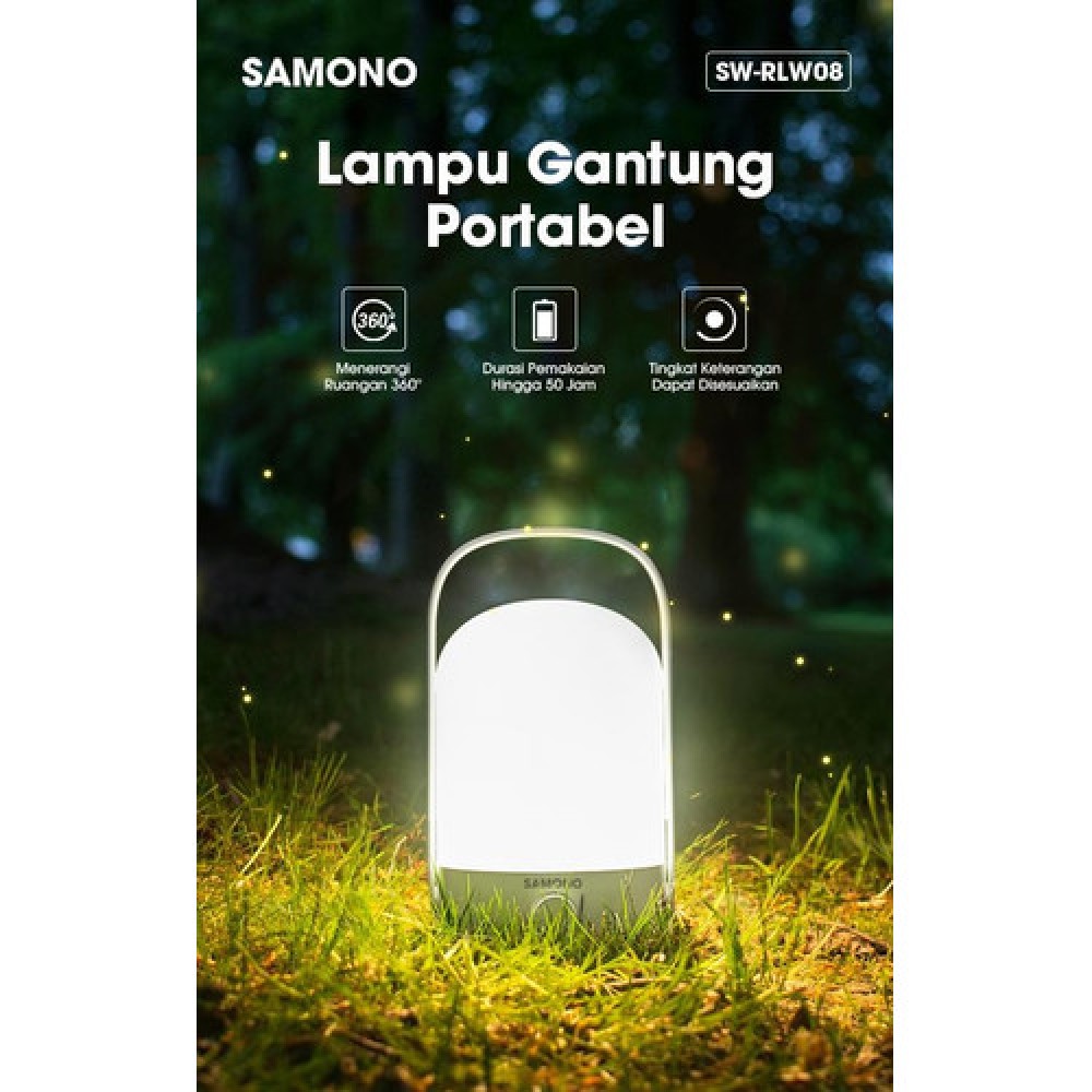 SAMONO SWRLW08 PORTABLE EMERGENCY LAMP LAMPU GANTUNG [RECHARGEABLE] SW-RLW08 PUTIH