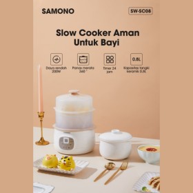 Ufoelektronika SAMONO SW-SC08 Baby Safe Slow Cooker MPASI Ceramic Food Grade 0,8L