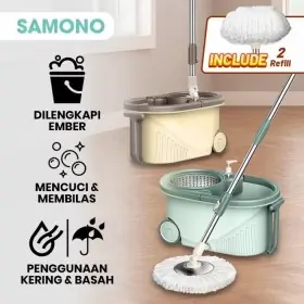 SAMONO BCT704 Alat Pel Lantai Kain Fiber dengan Ember Spin Mop 