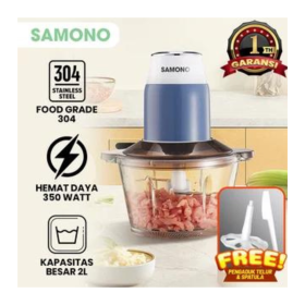 Samono SW069S Chopper Makanan 350 watt 4 Pisau Mangkok Kaca