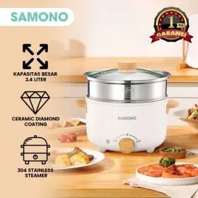 Ufoelektronika Samono 4L Panci Listrik Teflon keramik Kukusan Serbaguna SWDG01S 