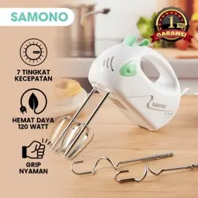 Samono SWHM120 Hand Mixer 7 Tingkat Kecepatan Pengaduk Adonan Kue