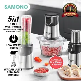 Ufoelektronika Samono 400W  Chopper 5 in 1 Multi Food Chopper Low Watt Penggiling Daging SWCS400  
