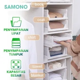 Ufoelektronika Samono Rak Plastik Serbaguna Keranjang Susun Multifungsi SSB02 