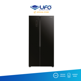 Ufoelektronika SHARP SJIS61GBK LEMARI ES SIDE BY SIDE INVERTER TEMPERED GLASS 524L