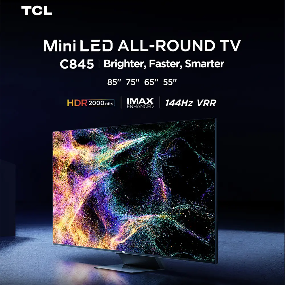 TCL L55C845 4K Mini LED Full Array Local Dimming IMAX Enhanced 144Hz VRR TV