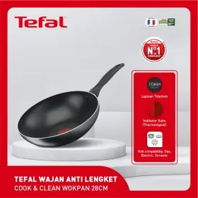 TEFAL COOK & CLEAN WOKPAN 28CM GRADE A TLCCWPB2251995-A Panci Wajan Anti Lengket