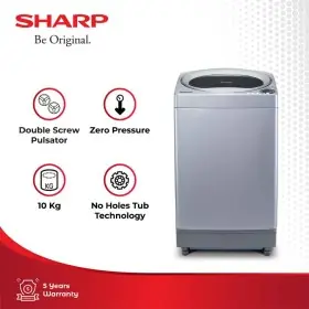 Sharp 10 Kg Mesin Cuci Top Loading Megamouth ESM1008TSAK 