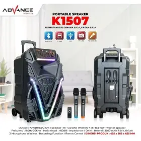 Advance Speaker Meeting Bluetooth Portable K-1507/K1507 70 Watt Free 2 Mic Wireless