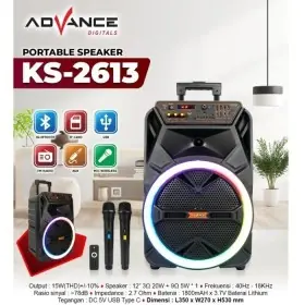 Advance Speaker Bluetooth Portable 12 Inch Free 2 Microphone Wireless [Speaker Raffi Ahmad] KS2613 / KS-2613 