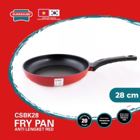 Ufoelektronika Sunhouse CSBK28 RED Frypan Diamond Anti Lengket Merah 28 cm