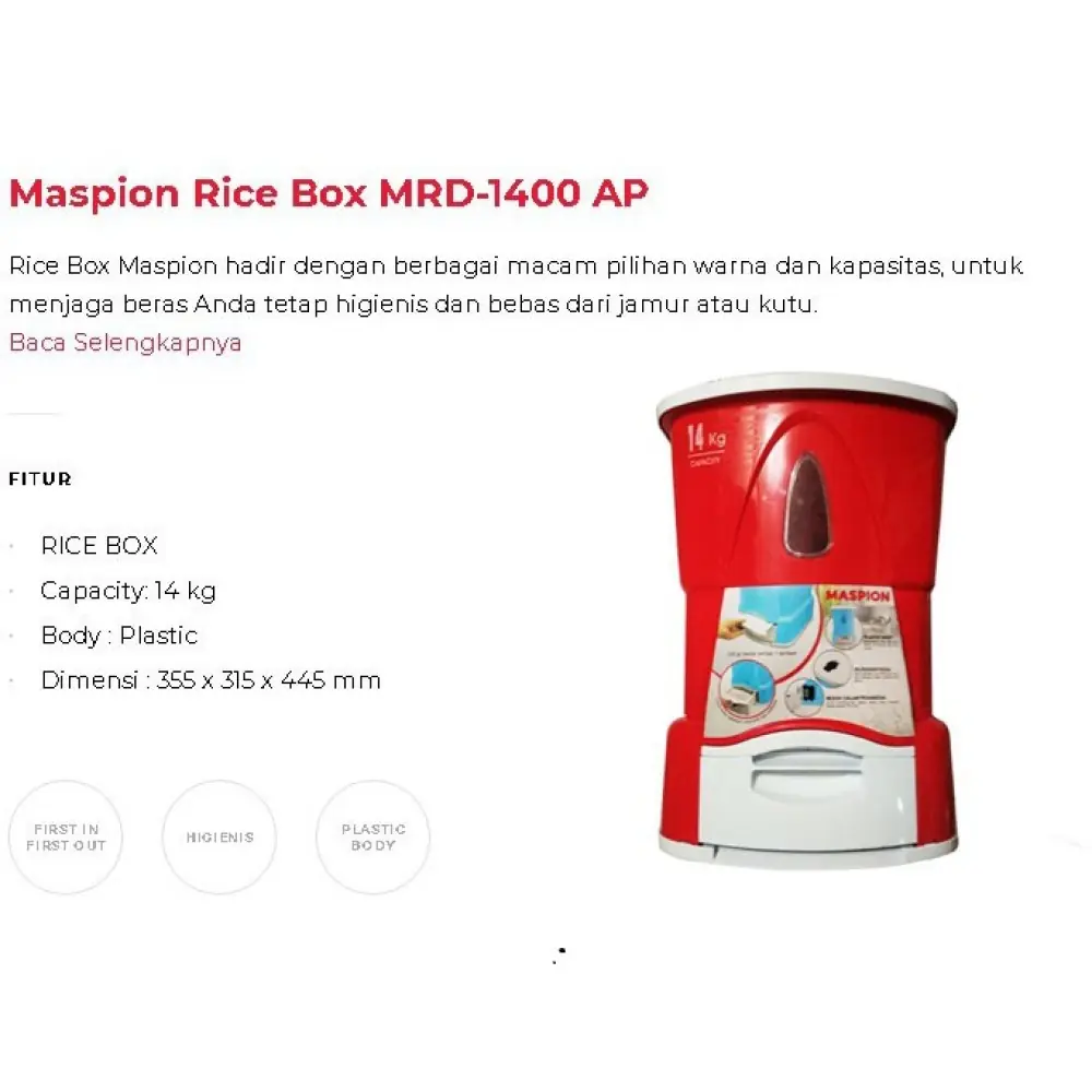 Maspion Rice Box 14  Kg MRD1400AP