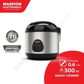 Maspion Rice Cooker Stainless Stell SUS304 Kapasitas 0,6 Liter MRJ0623BSSS-NEW