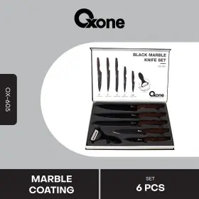 Oxone OX605 Pisau Dapur Black Marble Set 6 Pcs