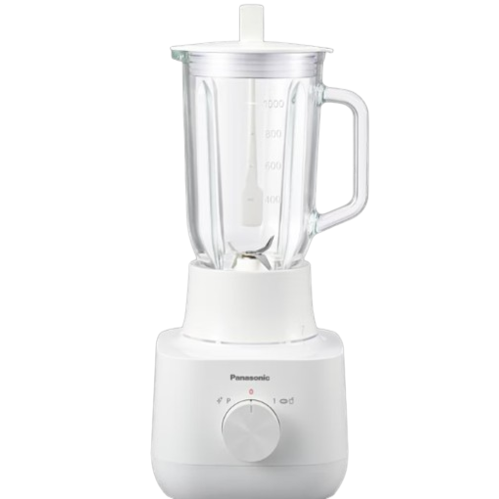 Panasonic Blender Kaca 1 Liter 450 Watt dengan Wet & Dry Mill untuk Jus, Smoothie, Sup, dan Rempah-rempah Putih MXEG3351WSR