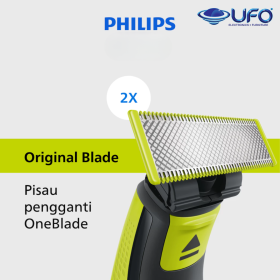 Philips | OneBlade | Alat Cukur Electric Hybrid Pria | Cukur dan Tata Tanpa Luka Baret | Refill | Isi 2 | QP220/51