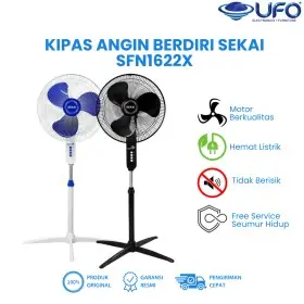 Kipas Angin Berdiri Sekai SFN1622X - Desain Elegan, Hemat Listrik, 3 Pengatur Kecepatan
