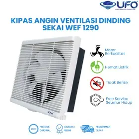 Ufoelektronika Sekai Exhaust Fan Ventilasi Dinding WEF 1290 - Anti Karat, Tahan Lama, Desain Elegan